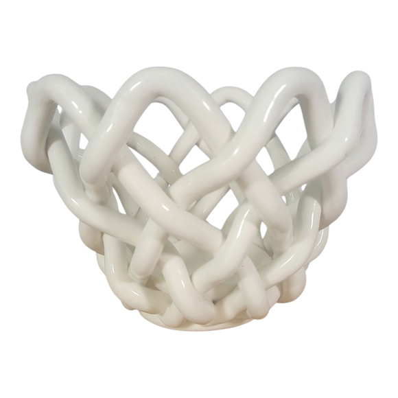 VTG Relpo White Ceramic Sculptural Knot Bowl Mid-Century Modern Exclusive Design - Picture 4 of 10
